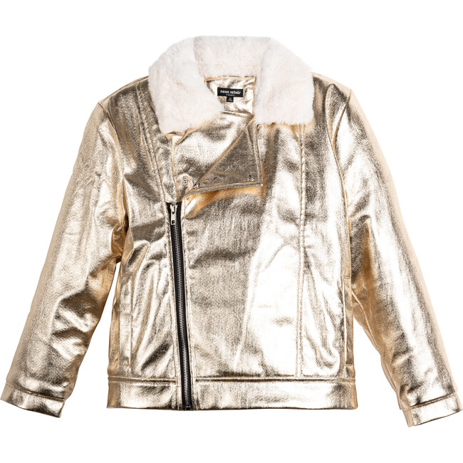 Elena Moto Jacket, Metallic Gold
