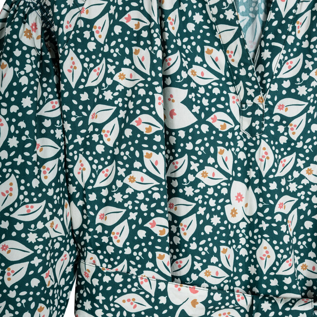 Women's Camille Dress, Green & Ivory Leaves - Dresses - 3
