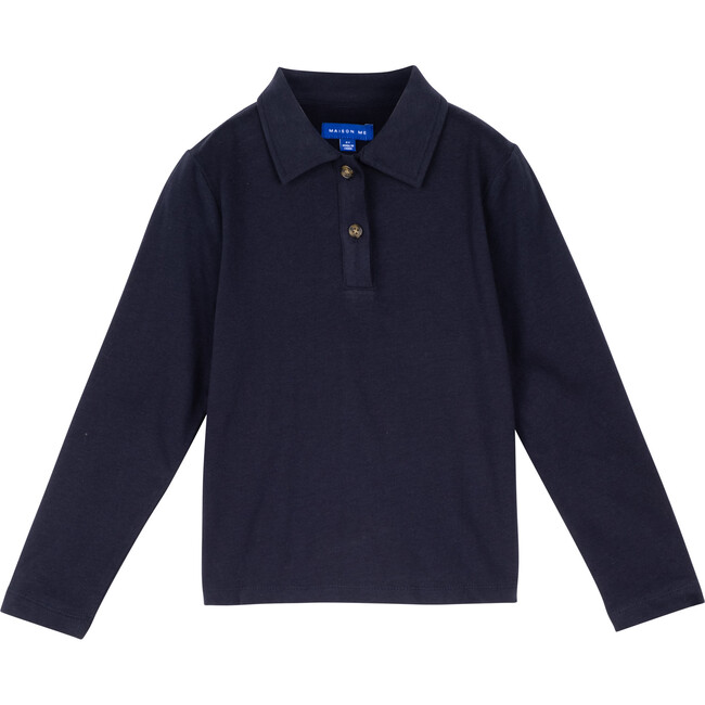 Finley Long Sleeve Polo, Navy - Shirts - 1