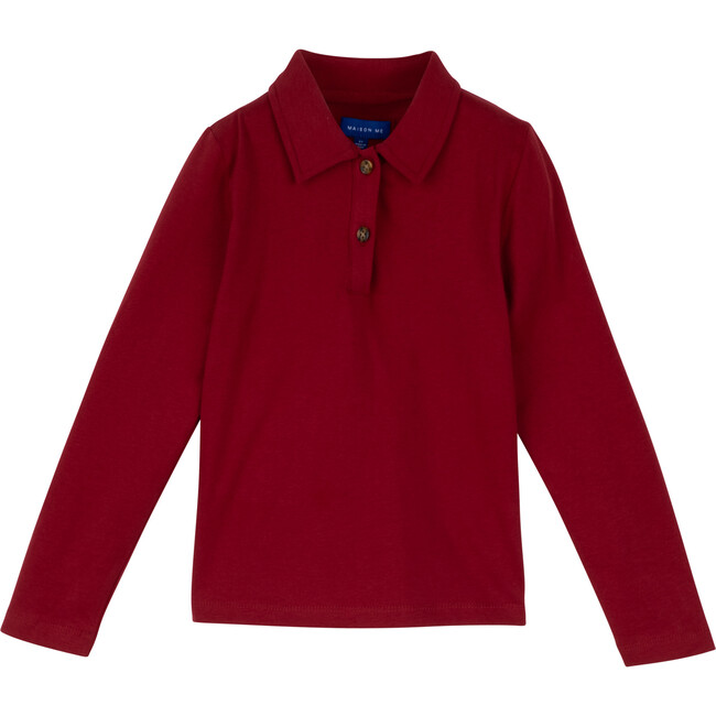 Finley Long Sleeve Polo, Burgundy - Shirts - 1