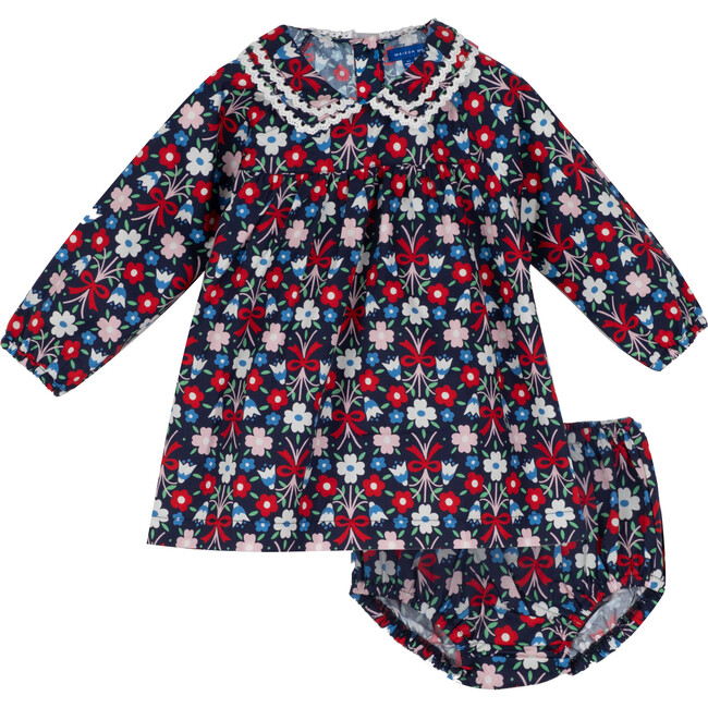 Baby Mimi Dress, Navy Kaleidoscope Flower - Dresses - 1