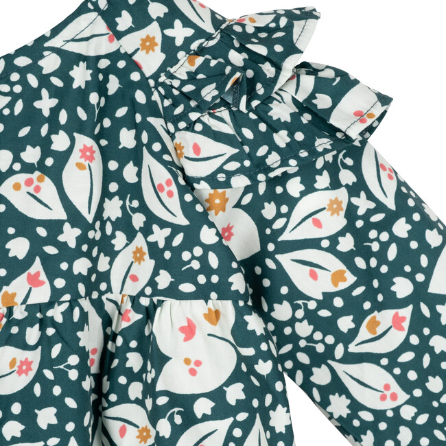 Baby Rin Dress with Bloomer, Green & Ivory Leaves - Dresses - 3