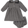 Baby Louisa Dress, Black & Cream Flannel - Dresses - 1 - thumbnail