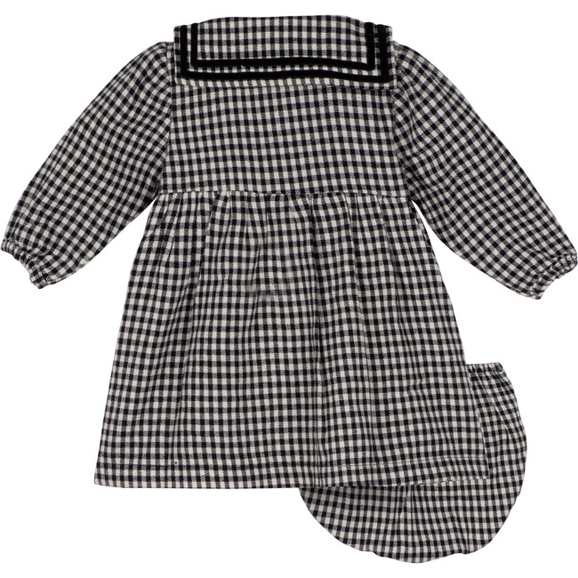 Baby Louisa Dress, Black & Cream Flannel