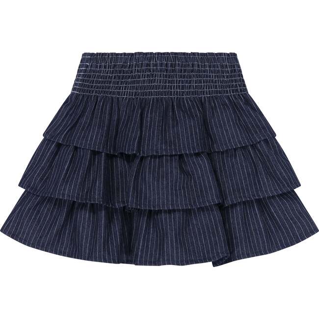 Maisy Ruffle Skirt Denim Stripe, Blue