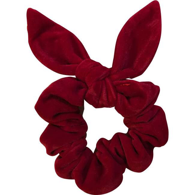 Preppy Holiday Scrunchy With Bow, Red Velvet - Hair Accessories - 1