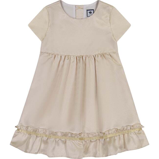 Iris Girls Cap Sleeve Party Dress, Gold - Dresses - 1