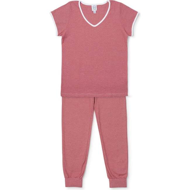 Women's Melanie Pajama Jogger Pant Set, Red Stripes - Pajamas - 1