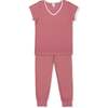 Women's Melanie Pajama Jogger Pant Set, Red Stripes - Pajamas - 1 - thumbnail