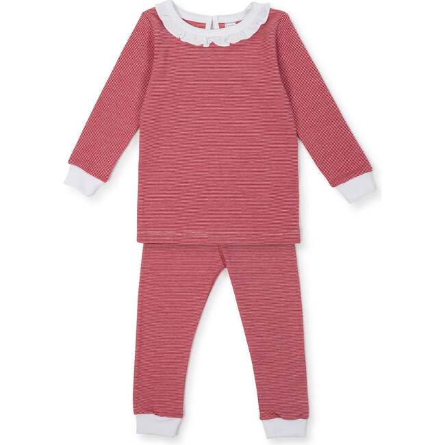 Ava Pima Cotton Pajama Pant Set, Red Stripes