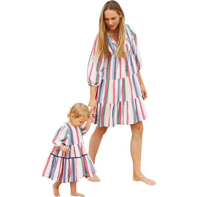 Women's Short Indira Dress, Holiday Stripe - Dresses - 1