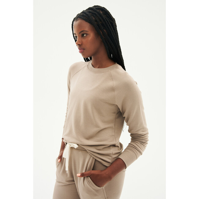 Women's Warm Up Fleece Sweatshirt, Latte - Sweatshirts - 3