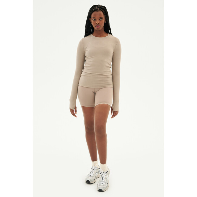 Women's Louise Rib Long Sleeve, Latte - SPLITS59 Tops | Maisonette