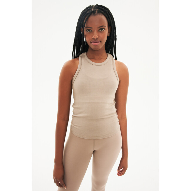 Women's Kiki Full Length Rib Tank, Latte - T-Shirts - 2