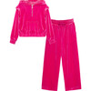 Velour Tracksuit Set, Pink - Sweatshirts - 1 - thumbnail