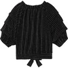 Velour Gathered Top, Black - Blouses - 2