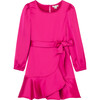 Satin Mock Wrap Dress, Pink - Dresses - 1 - thumbnail