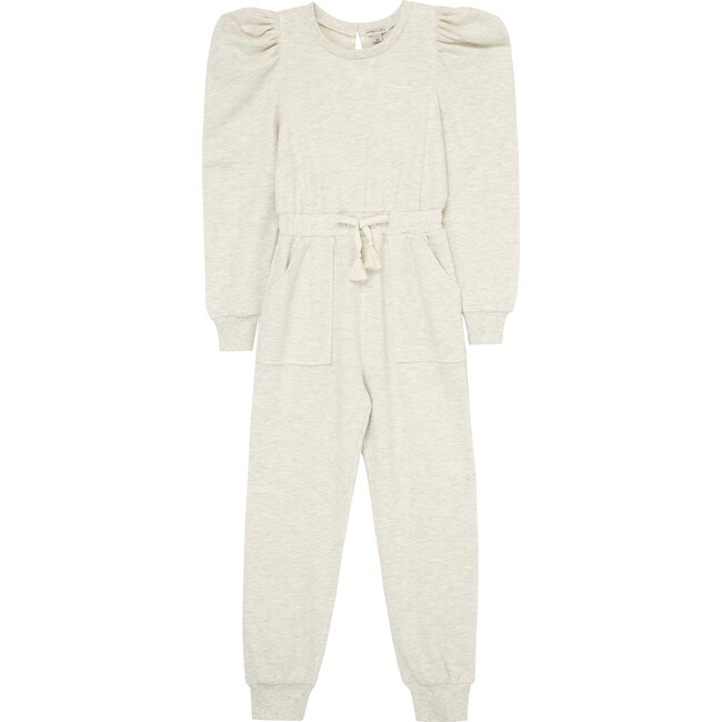 French Terry Jumpsuit, Oatmeal - Jumpsuits - 1