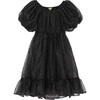 Dotted Babydoll Mini Dress, Black - Dresses - 1 - thumbnail