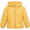 Faux Leather Quilted Jacket, Yellow - Jackets - 1 - thumbnail