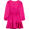 Satin Mock Wrap Dress, Pink - Dresses - 2