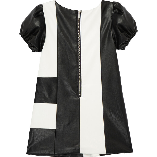 Faux Leather Colorblock Dress, Black