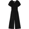 Tucked Velour Jumpsut, Black - Rompers - 1 - thumbnail