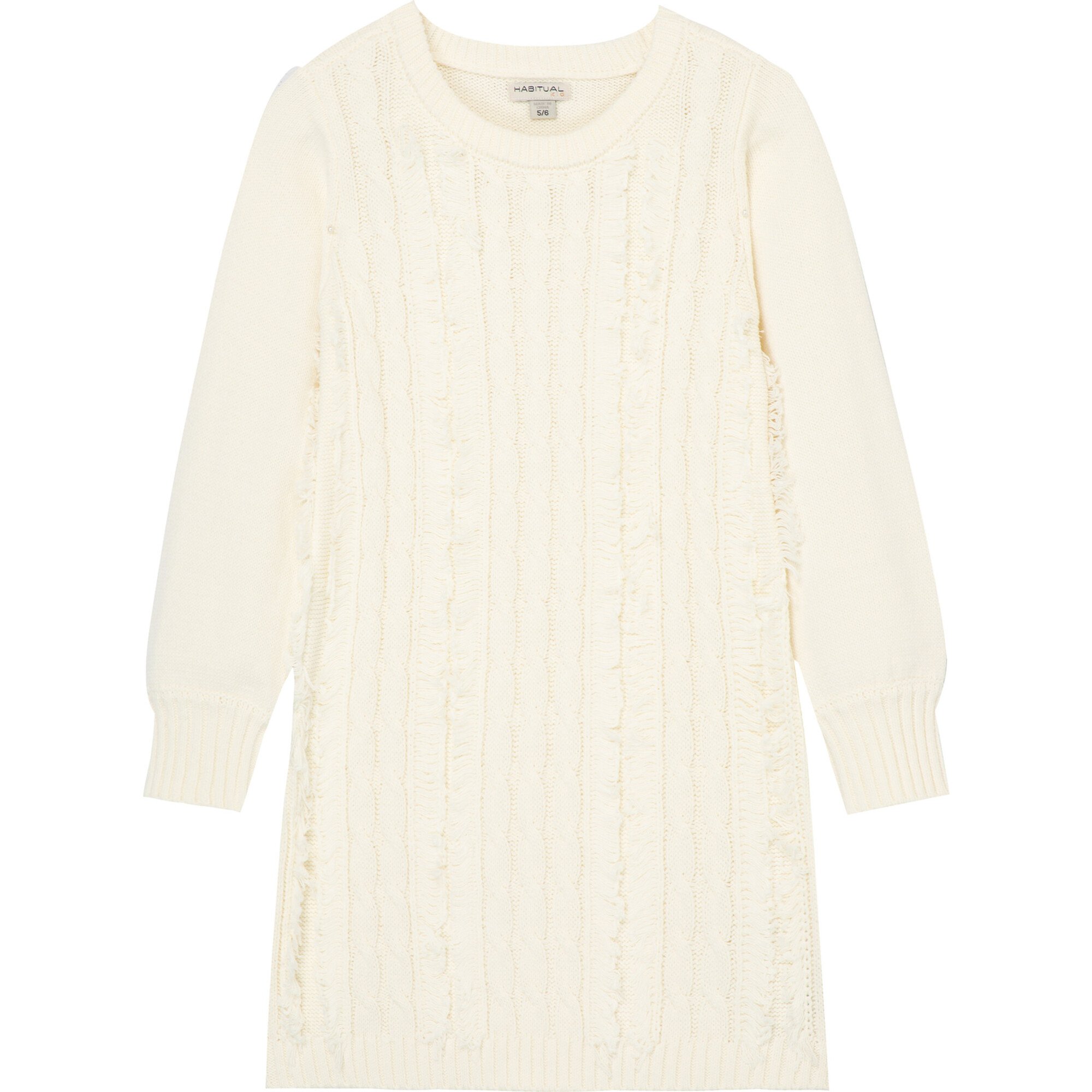 Cable Knit Sweater Dress Off White