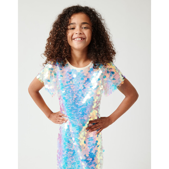 Iridescent Pailette Dress, Pink - Dresses - 4