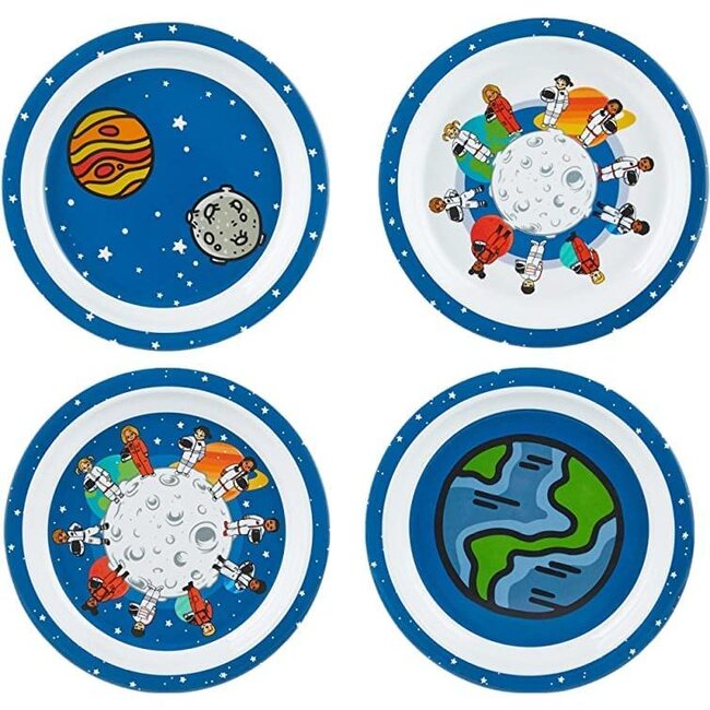 Together In Space 4-Piece Plate Set, Blue
