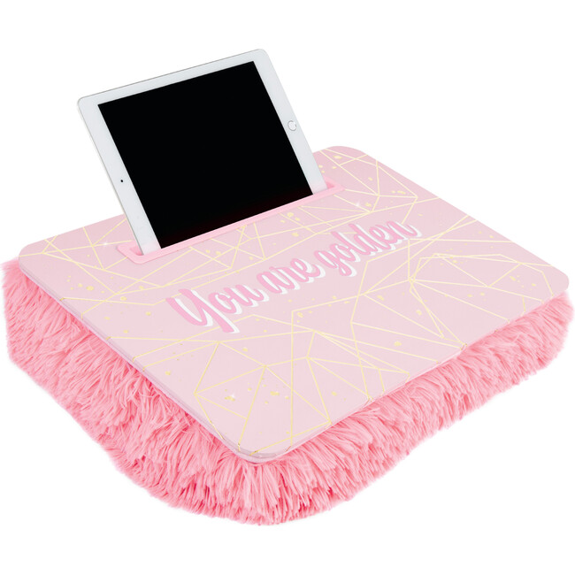 Pink & Gold Deluxe Fur Lap Desk - Art Supplies - 4