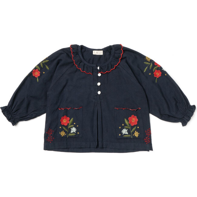 Embroidery Top, Midnight Navy - Shirts - 1