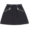 Embroidered Skirt, Navy Yarn Dye - Skirts - 1 - thumbnail