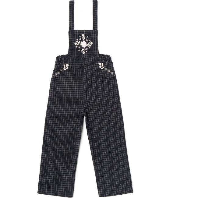 Embroidered Overalls, Navy Yarn Dye