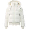 Ari Toddler Hooded Plush Down Jacket, Ivory - Coats - 1 - thumbnail