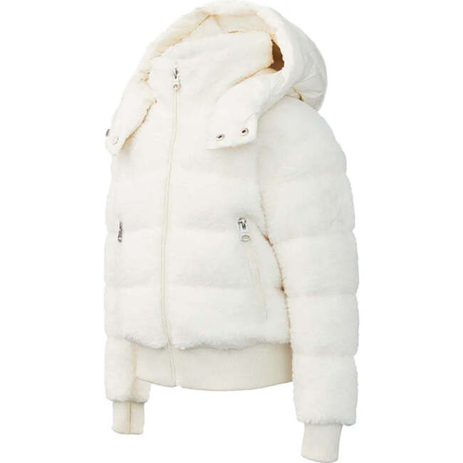 Ari Toddler Hooded Plush Down Jacket, Ivory - Coats - 3