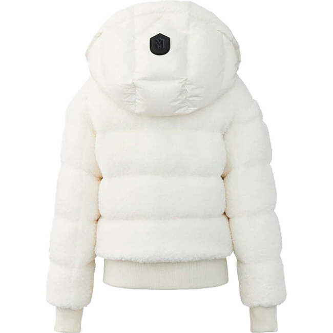 Ari Toddler Hooded Plush Down Jacket, Ivory - Coats - 4