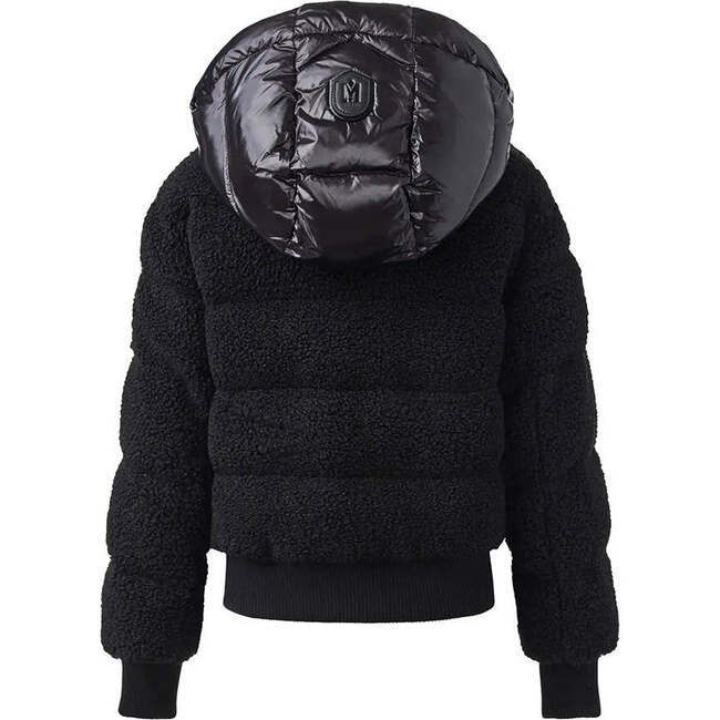 Ari Hooded Plush Down Jacket, Black - Coats - 4