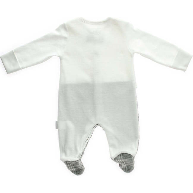 Little Hedgehog Chic Plaid Babysuit & Hat, White - Onesies - 3