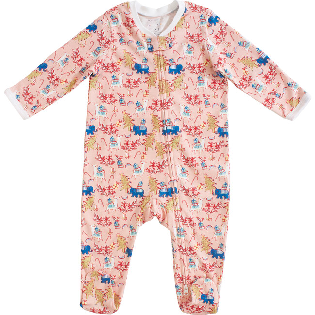 Prancing Deer Infant Footie Pajamas, Pink