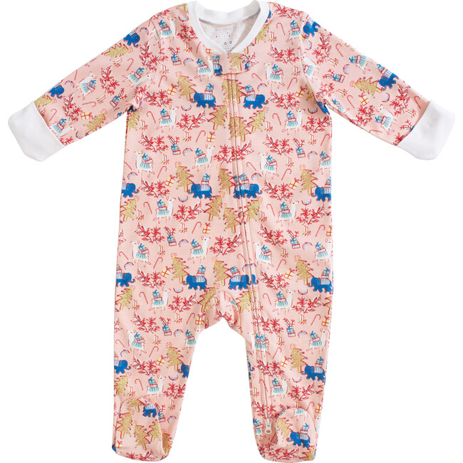 Roller Rabbit x Maisonette, Prancing Deer Infant Footie Pajamas, Pink - Footie Pajamas - 2
