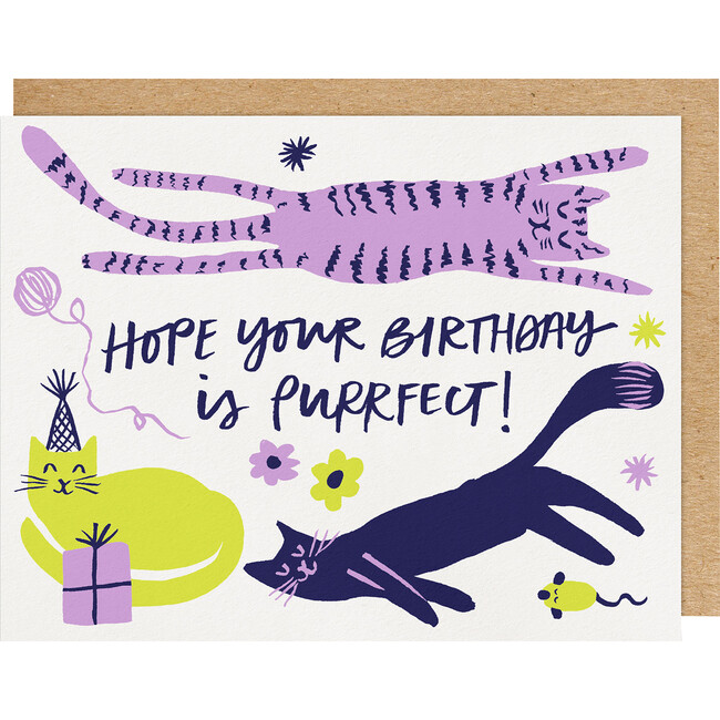 Purrfect Happy Birthday Letterpress Card
