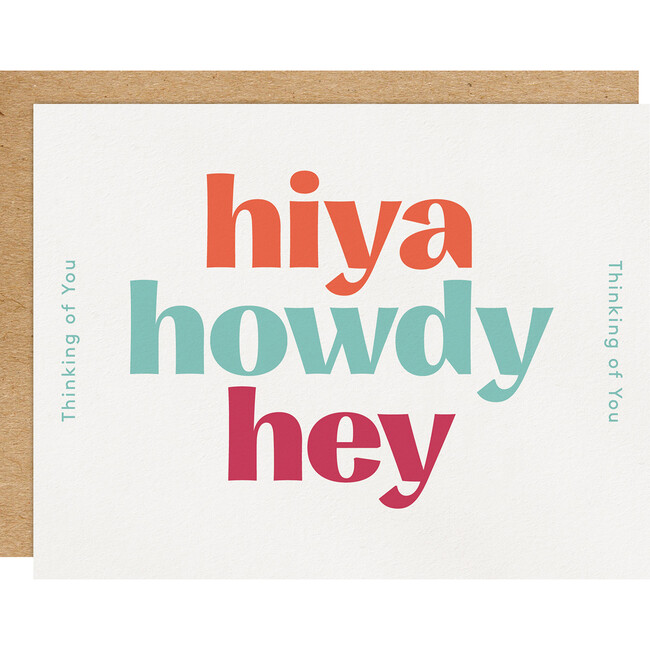 Hiya Howdy Hey Letterpress Card