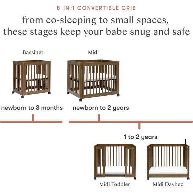 Yuzu 8-in-1 Convertible Crib with All-Stages Conversion Kits, Natural Walnut - Cribs - 6