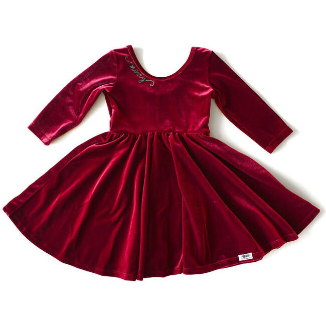 Holiday Twirly Dress, Burgundy Velvet