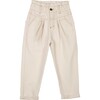 Washed Ruffle Denim Pant, Cream - Jeans - 1 - thumbnail