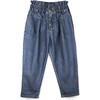 Washed Ruffle Denim Pant, Blue - Jeans - 1 - thumbnail