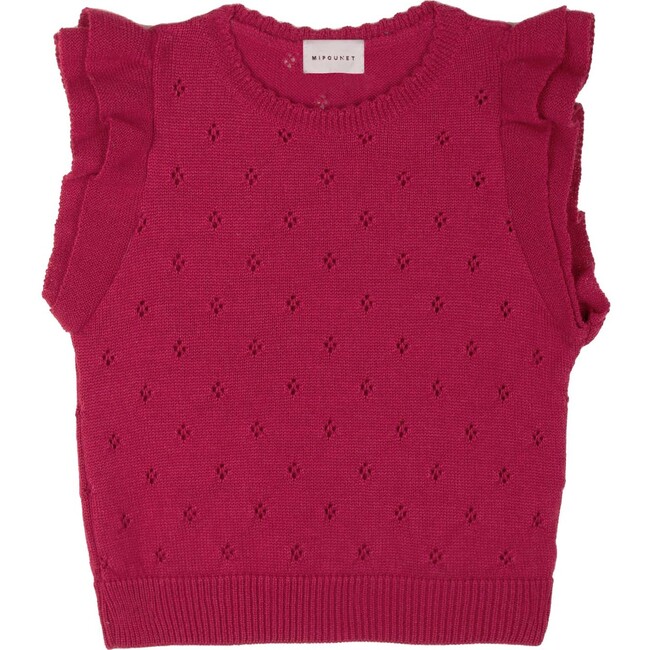 Wool Openwork  Waistcoat, Fuschia - Sweaters - 1