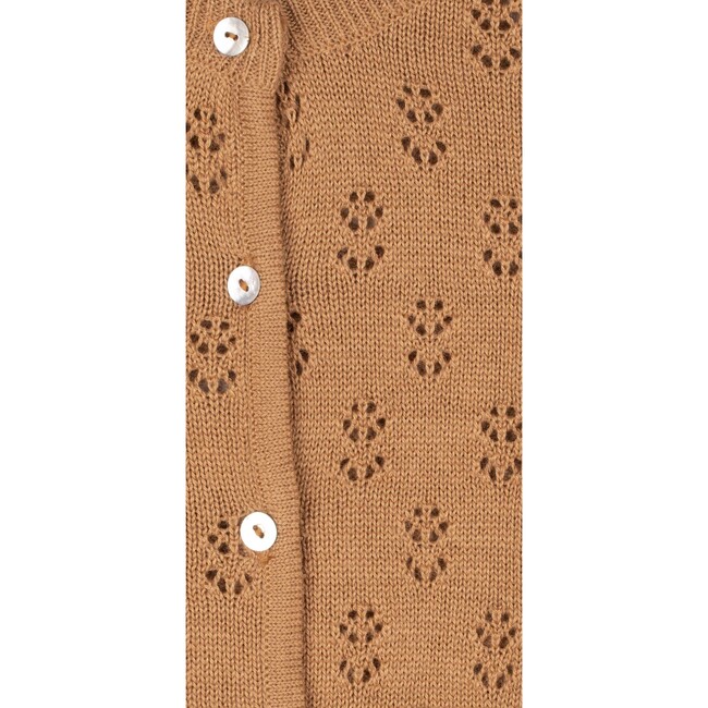 Wool Openwork Jacket, Caramel - Sweaters - 3
