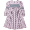 Smocked Viyella Rose Dress, Mauve - Dresses - 1 - thumbnail